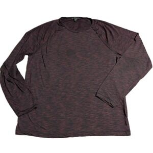 John Varvatos‎ USA Shirt Mens Large Red Black Slub Knit Long Sleeve Crew Casual